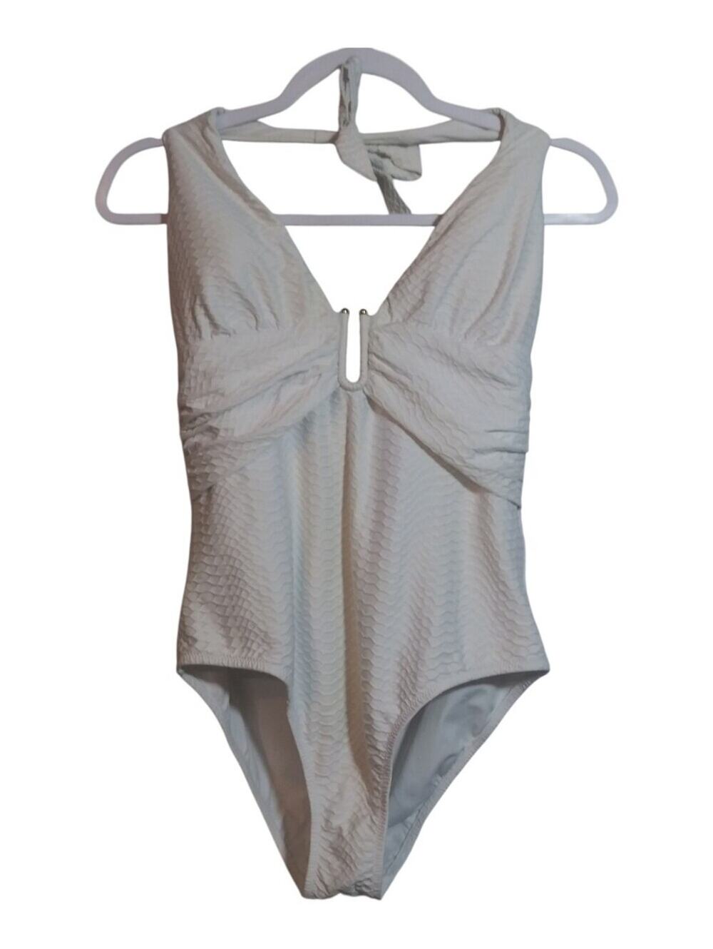 Heidi Klein White Halterneck U-Bar Swimsuit White One Piece Size L
